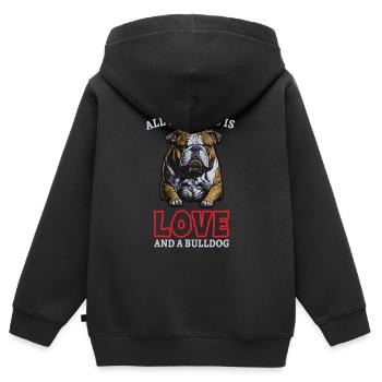 french bulldog english bulldog dog lover bulldog - Kinder Premium Organic Zip Hoodie - Schwarz - Hinten - AI Model Kid Male (0cm)