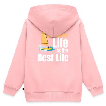 Windsurfer Das Leben Ist Das Beste Leben - Kinder Premium Organic Zip Hoodie - Rosa - Hinten - AI Model Kid Female (0cm)