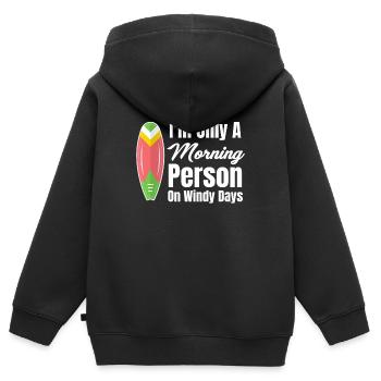 Ich Bin Nur Ein Morgenmensch An Windigen Tagen - Kinder Premium Organic Zip Hoodie - Schwarz - Hinten - AI Model Kid Male (0cm)