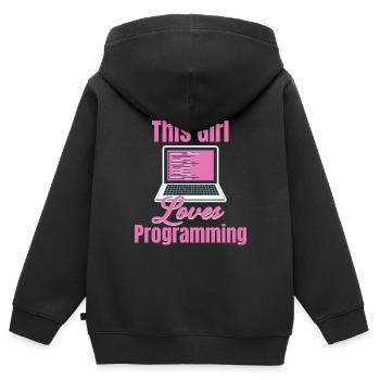 Cette fille aime - Sweat Premium à capuche zippé enfant bio - noir - Dos - AI Model Kid Male (0cm)