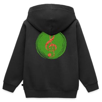 Frohe Weihnachten Grüne festliche Melodie - Kinder Premium Organic Zip Hoodie - Schwarz - Hinten - AI Model Kid Male (0cm)