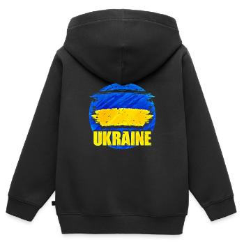 Ukraine - Kinder Premium Organic Zip Hoodie - Schwarz - Hinten - AI Model Kid Male (0cm)