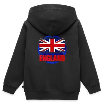 Angleterre - Sweat Premium à capuche zippé enfant bio - noir - Dos - AI Model Kid Male (0cm)