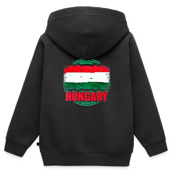 Ungarn - Kinder Premium Organic Zip Hoodie - Schwarz - Hinten - AI Model Kid Male (0cm)