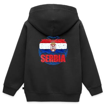 Serbien - Kinder Premium Organic Zip Hoodie - Schwarz - Hinten - AI Model Kid Male (0cm)