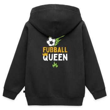 Fußball Queen Mädchen spielen Fußball Fußballerin - Kinder Premium Organic Zip Hoodie - Schwarz - Hinten - AI Model Kid Male (0cm)