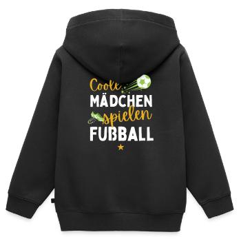 Fußball Coole Mädchen spielen Fußball Fußballerin - Kinder Premium Organic Zip Hoodie - Schwarz - Hinten - AI Model Kid Male (0cm)