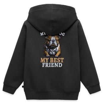 french bulldog english bulldog dog lover bulldog - Kinder Premium Organic Zip Hoodie - Schwarz - Hinten - AI Model Kid Male (0cm)