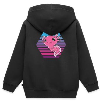Süßes Axolotl Lustiges Axolotl - Kinder Premium Organic Zip Hoodie - Schwarz - Hinten - AI Model Kid Male (0cm)