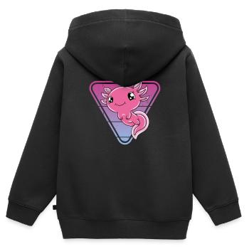 Süßes Axolotl Lustiges Axolotl - Kinder Premium Organic Zip Hoodie - Schwarz - Hinten - AI Model Kid Male (0cm)