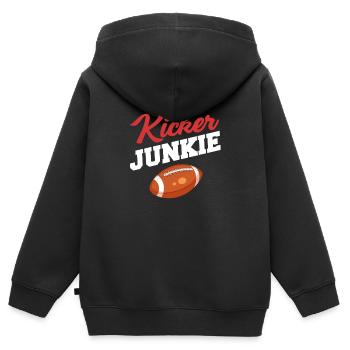 Kicker Junkie Football Quarterback Placekicker - Sweat Premium à capuche zippé enfant bio - noir - Dos - AI Model Kid Male (0cm)