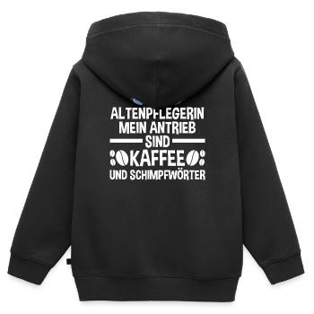 Pflege Kaffee Pflegekraft AltenPflegerinin - Kinder Premium Organic Zip Hoodie - Schwarz - Hinten - AI Model Kid Male (0cm)