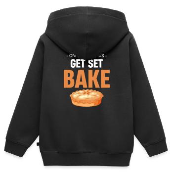 Auf Die Plätze, Fertig, Backgebäck, Konditorei, - Kinder Premium Organic Zip Hoodie - Schwarz - Hinten - AI Model Kid Male (0cm)