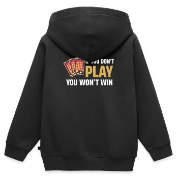 Ma retraite drôle joueur de loterie - Sweat Premium à capuche zippé enfant bio - noir - Dos - AI Model Kid Male (0cm)