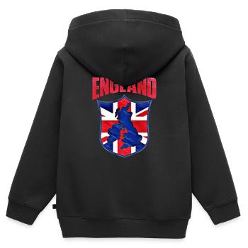 Angleterre - Sweat Premium à capuche zippé enfant bio - noir - Dos - AI Model Kid Male (0cm)