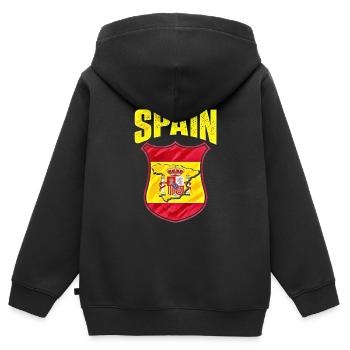 Espagne - Sweat Premium à capuche zippé enfant bio - noir - Dos - AI Model Kid Male (0cm)