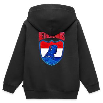 Pays-Bas - Sweat Premium à capuche zippé enfant bio - noir - Dos - AI Model Kid Male (0cm)