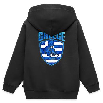 Griechenland - Kinder Premium Organic Zip Hoodie - Schwarz - Hinten - AI Model Kid Male (0cm)
