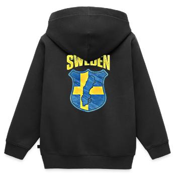 Suède - Sweat Premium à capuche zippé enfant bio - noir - Dos - AI Model Kid Male (0cm)