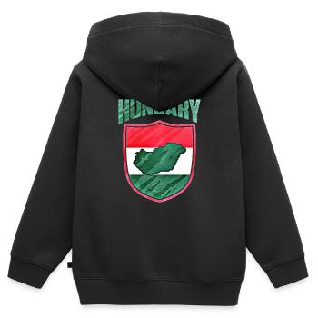 Ungarn - Kinder Premium Organic Zip Hoodie - Schwarz - Hinten - AI Model Kid Male (0cm)