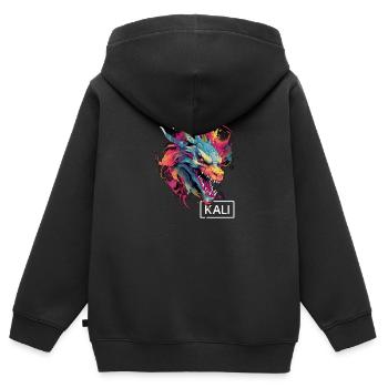 Colorful Kali Linux Dragon Design for DevOps & - Kids Premium Organic Zip-up Hoodie - black - Back - AI Model Kid Male (0cm)