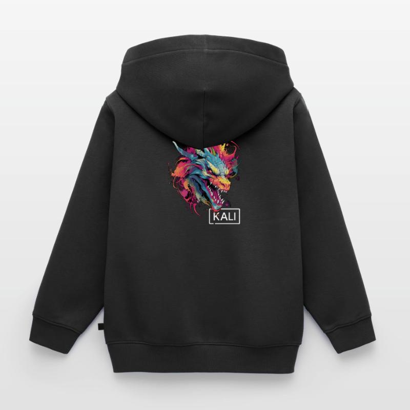 Buntes Kali Linux Drachen-Design für DevOps & Kinder Premium Organic Zip Hoodie
