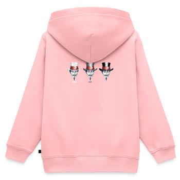Trilogie du masque V : Blanc, gris, noir - Quel - Sweat Premium à capuche zippé enfant bio - rose - Dos - AI Model Kid Female (0cm)