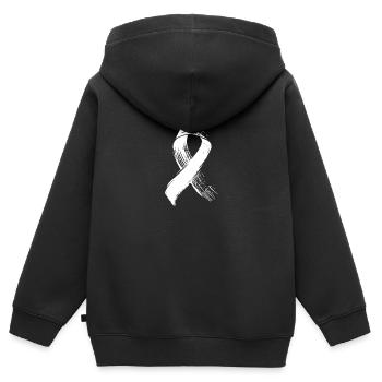 Brustkrebs - Kinder Premium Organic Zip Hoodie - Schwarz - Hinten - AI Model Kid Male (0cm)