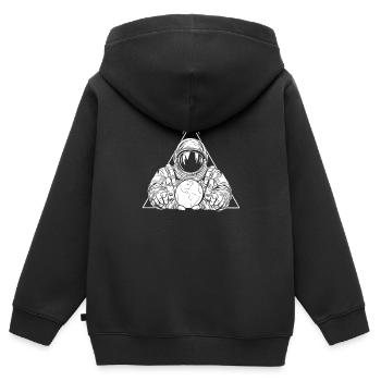 Astronaute, Astronaute, Cosmonaute - Sweat Premium à capuche zippé enfant bio - noir - Dos - AI Model Kid Male (0cm)