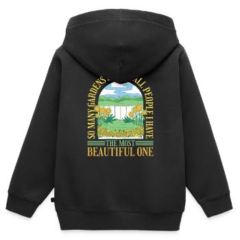 J’ai le plus beau jardin - Sweat Premium à capuche zippé enfant bio - noir - Dos - AI Model Kid Male (0cm)