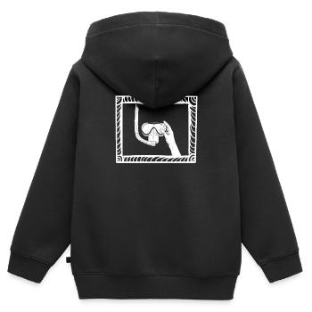 Plongeur Plongeur - Sweat Premium à capuche zippé enfant bio - noir - Dos - AI Model Kid Male (0cm)