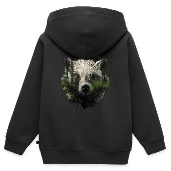 Stachelschwein - Kinder Premium Organic Zip Hoodie - Schwarz - Hinten - AI Model Kid Male (0cm)