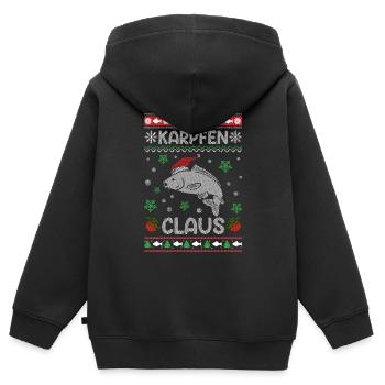 Karpfen Claus Angler - Kinder Premium Organic Zip Hoodie - Schwarz - Hinten - AI Model Kid Male (0cm)
