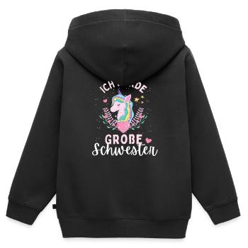Ich werde große Schwester 2024 Einhorn - Kinder Premium Organic Zip Hoodie - Schwarz - Hinten - AI Model Kid Male (0cm)