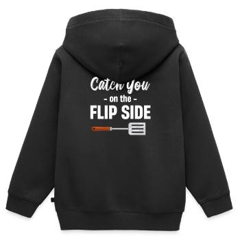 Catch You On The Flipside Spatel Wortspiele - Kinder Premium Organic Zip Hoodie - Schwarz - Hinten - AI Model Kid Male (0cm)