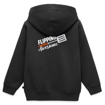 Flipping Awesome Spatel Wortspiele Utensil Köche - Kinder Premium Organic Zip Hoodie - Schwarz - Hinten - AI Model Kid Male (0cm)
