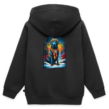 Labrador Retriever With Winter Hat Happier - Kids Premium Organic Zip-up Hoodie - black - Back - AI Model Kid Male (0cm)