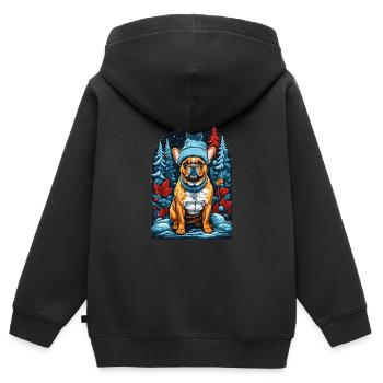 french bulldog with winter hat happy - Kids Premium Organic Zip-up Hoodie - black - Back - AI Model Kid Male (0cm)