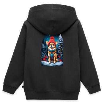 Chihuahua with winter hat Happy Chihuahua - Kids Premium Organic Zip-up Hoodie - black - Back - AI Model Kid Male (0cm)