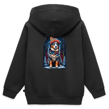 Australian Shepherd with Winter Hat Happy - Kids Premium Organic Zip-up Hoodie - black - Back - AI Model Kid Male (0cm)