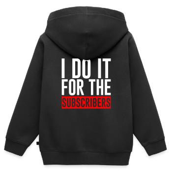Je le fais pour les abonnés - Sweat Premium à capuche zippé enfant bio - noir - Dos - AI Model Kid Male (0cm)