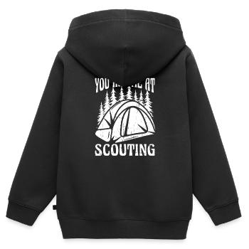 Pfadfinder - Kinder Premium Organic Zip Hoodie - Schwarz - Hinten - AI Model Kid Male (0cm)