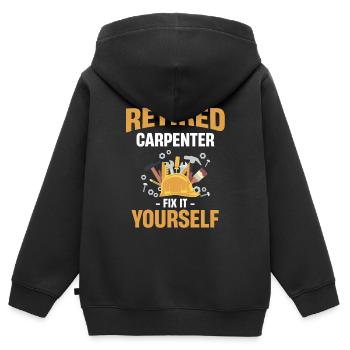 Charpentier à la retraite foiré réparez-le - Sweat Premium à capuche zippé enfant bio - noir - Dos - AI Model Kid Male (0cm)