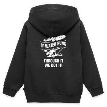 Quand l’eau s’écoule à travers elle, nous le faisons. - Sweat Premium à capuche zippé enfant bio - noir - Dos - AI Model Kid Male (0cm)