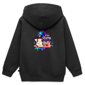 Verärgerte Katze am Baum - Kinder Premium Organic Zip Hoodie - Schwarz - Hinten - AI Model Kid Male (0cm)