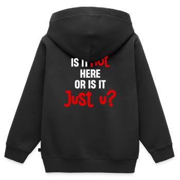 Ist Es Heiß Hier Oder Ist Es Nur U? Lustiges - Kinder Premium Organic Zip Hoodie - Schwarz - Hinten - AI Model Kid Male (0cm)