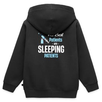 Les meilleurs patients sont les patients endormis - Sweat Premium à capuche zippé enfant bio - noir - Dos - AI Model Kid Male (0cm)