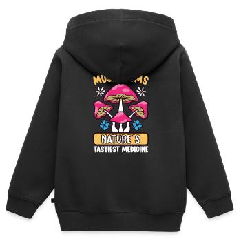 Morilles Cueilleur de champignons Champignon fermier Champignon - Sweat Premium à capuche zippé enfant bio - noir - Dos - AI Model Kid Male (0cm)