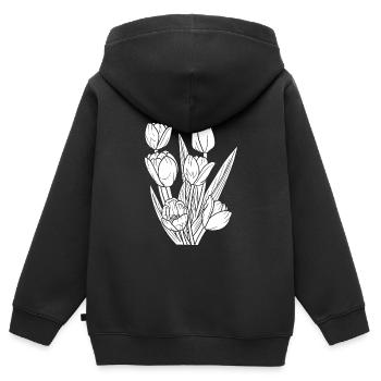 Bouquet de tulipes - Sweat Premium à capuche zippé enfant bio - noir - Dos - AI Model Kid Male (0cm)