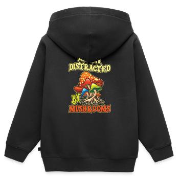 Cueilleurs de champignons Champignons Champignons - Sweat Premium à capuche zippé enfant bio - noir - Dos - AI Model Kid Male (0cm)
